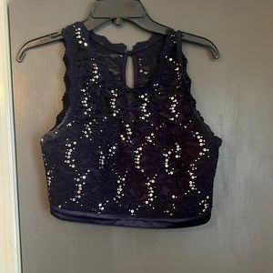 Two-piece navy blue homecoming dress set size 9